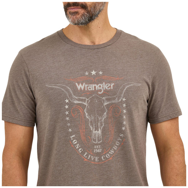 112368645 Wrangler Men's Short Sleeve Regular Fit T-Shirt - Morel Heather