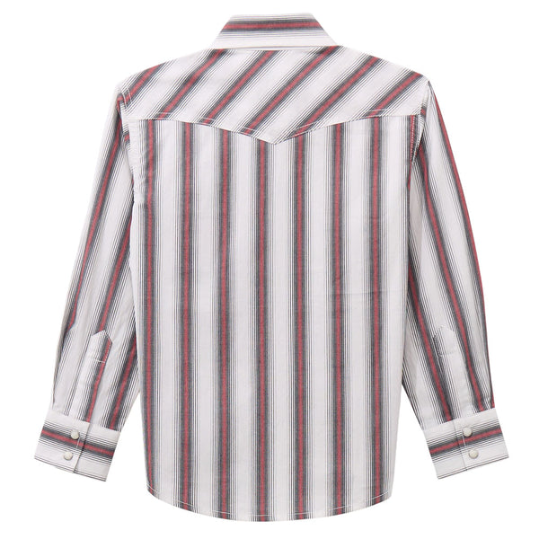 112369515 Wrangler Boys 20X Advanced Comfort Long Sleeve Snap Shirt - White Multi