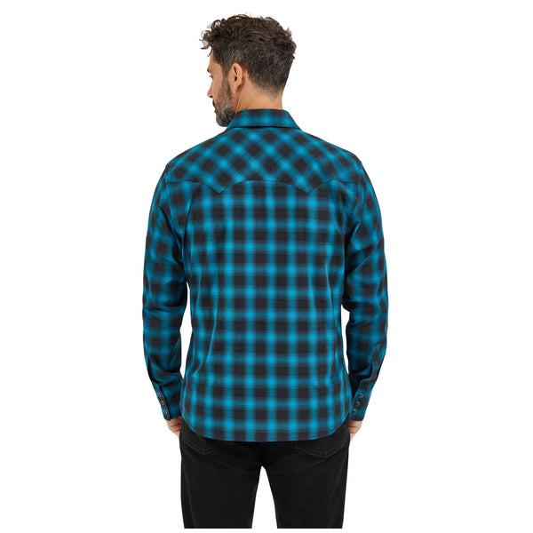 112369565 Wrangler Men's Retro Modern Fit Long Sleeve Snap Shirt - Black/Blue