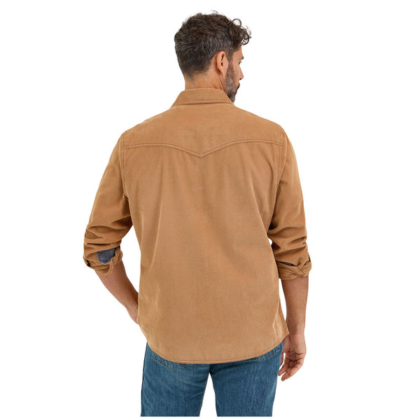 112369587 Wrangler Men's Retro Modern Fit Long Sleeve Snap Shirt - Brown