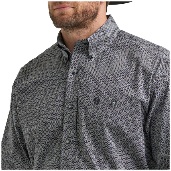 112369598 Wrangler Men's George Strait One Pocket Long Sleeve Button Down Shirt - Dark Navy/Blue