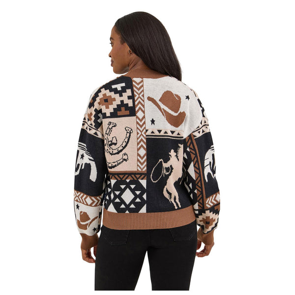112371637 Wrangler Women's Retro Punchy Sweater Cardigan - Brown