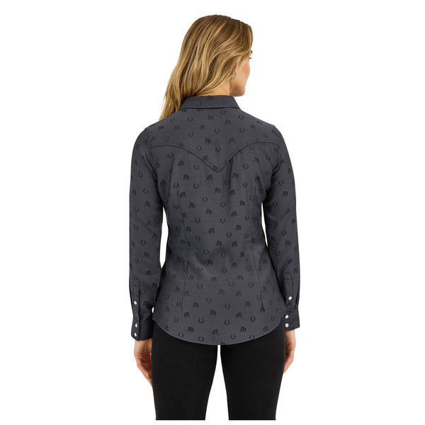 112372429 Wrangler Women's Retro Party Western Long Sleeve Snap Shirt - Black