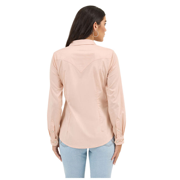 112372603 Wrangler Women's Retro Vintage Western Long Sleeve Snap Shirt - Pink