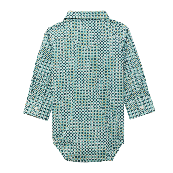 112374301 Wrangler Baby Boy Long Sleeve Western Bodysuit - Turquoise