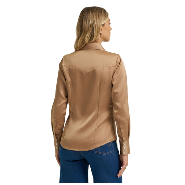 112374462 Wrangler X Lainey Wilson Women's Satin Snap Shirt - Gold
