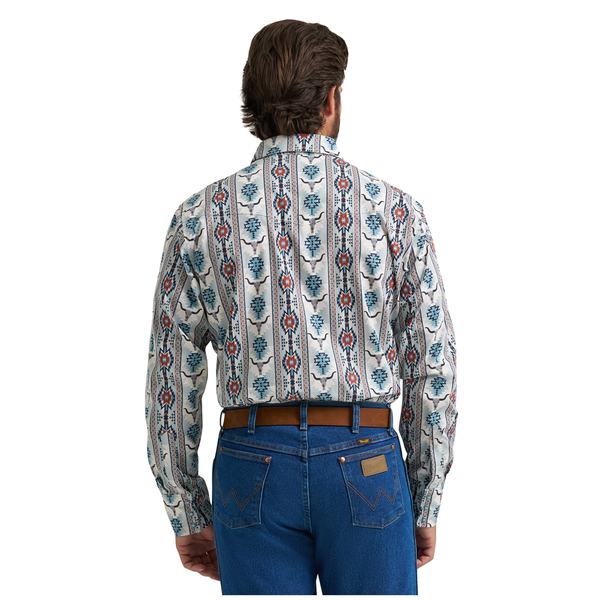 112374908 Wrangler Men's Checotah® Dress Western Classic Fit Long Sleeve Shirt - Grey Multi