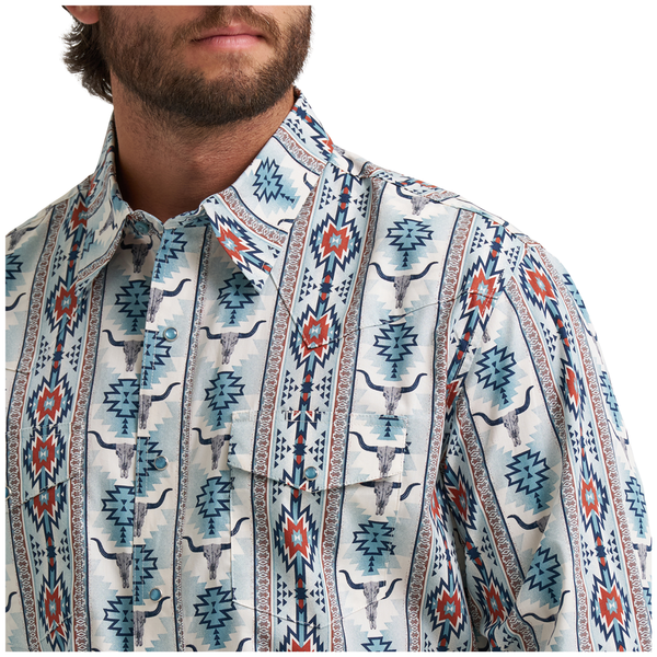 112374908 Wrangler Men's Checotah® Dress Western Classic Fit Long Sleeve Shirt - Grey Multi