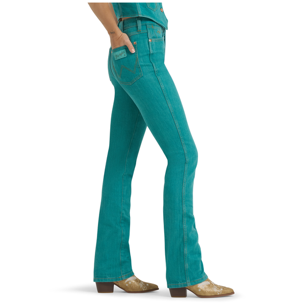 112375605 Wrangler X Lainey Wilson Women's Boot Hugger Jean - Turquoise