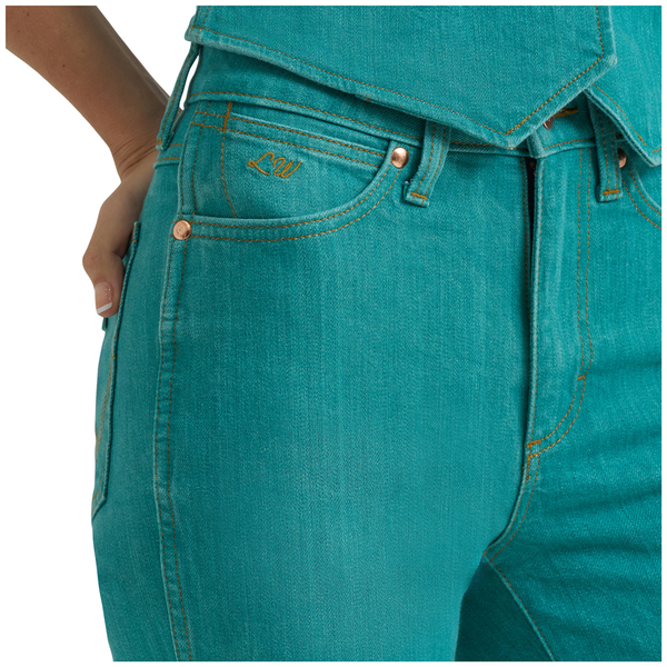 112375605 Wrangler X Lainey Wilson Women's Boot Hugger Jean - Turquoise