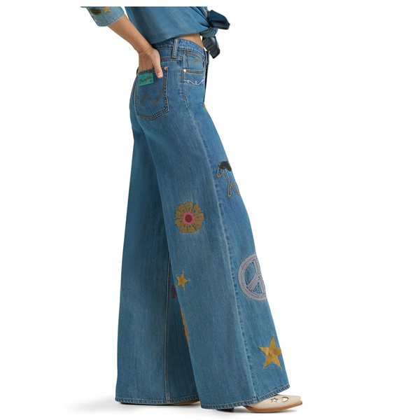 112375654 Wrangler X Lainey Wilson Women's Embroidered Wide Leg Pant - Denim