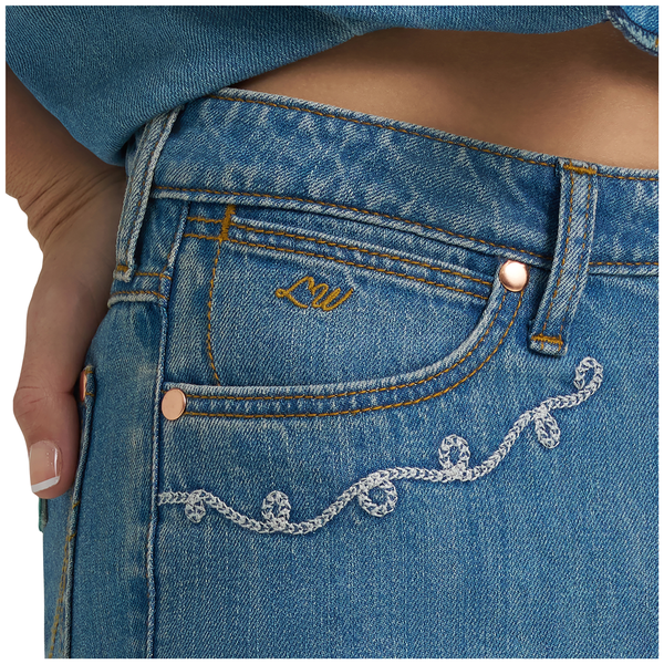 112375654 Wrangler X Lainey Wilson Women's Embroidered Wide Leg Pant - Denim