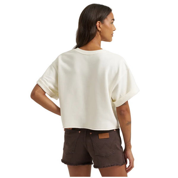 112379514 Wrangler Women's Retro Vintage Crew Short Sleeve Sweatshirt - Cream