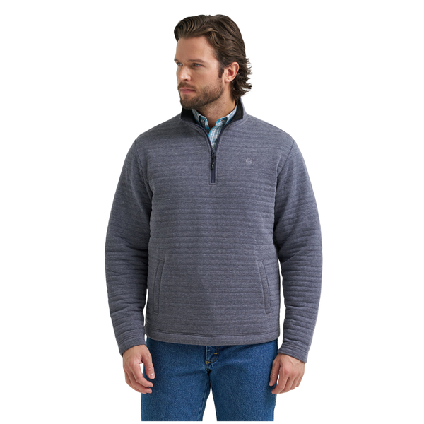 112381929 Wrangler Men's George Strait Knit 1/4 Zip Pullover - Blue