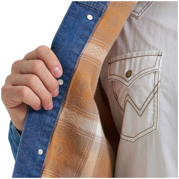 112381946 Wrangler Men's Cowboy Cut Flannel Lined Jacket - Blue Indigo