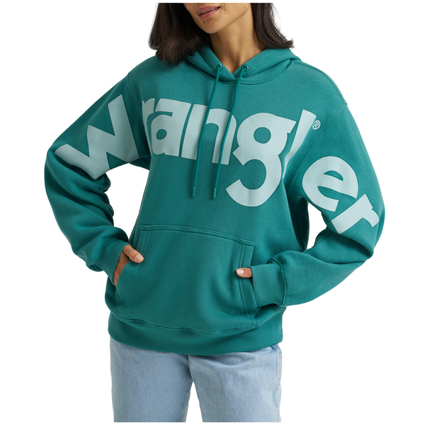 112382680 Wrangler Women's Retro Vintage Logo Hoodie - Turquoise