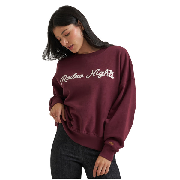 112382793 Wrangler X Lainey Wilson Women's Rodeo Nights Sweatshirt - Burgundy