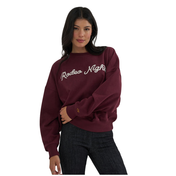 112382793 Wrangler X Lainey Wilson Women's Rodeo Nights Sweatshirt - Burgundy
