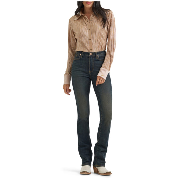 112382916 Wrangler X Lainey Wilson Women's Boot Hugger Studded Jean - Dark Denim