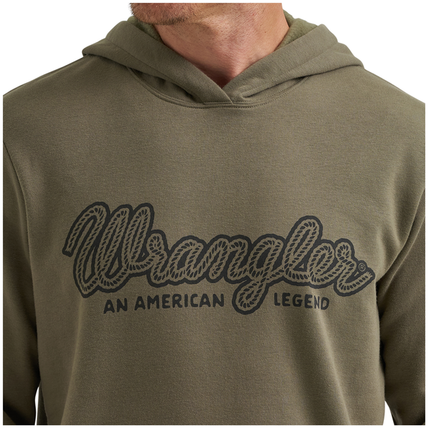 112383996 Wrangler Men's Regular Fit Western Hoodie - Dusty Olive