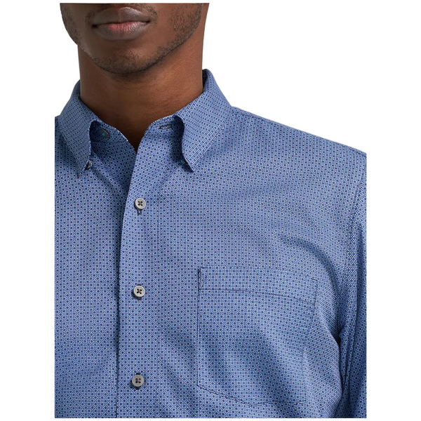 112385470 Wrangler Men's X Cody Johnson Classic Fit Long Sleeve Shirt - Blue