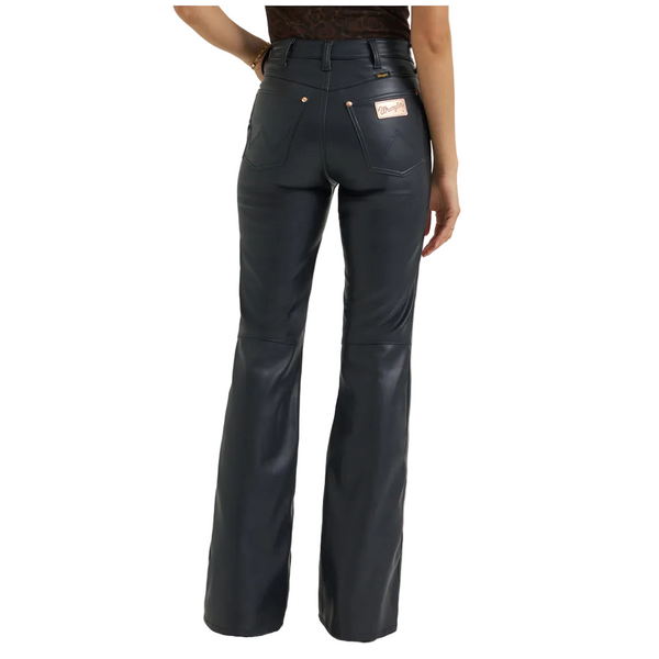 112385583 Wrangler Lainey Wilson Women's Flare Faux Leather Jean - Black