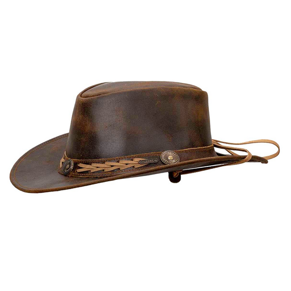 13011 Outback Trading Company Ridge Leather Hat - Brown