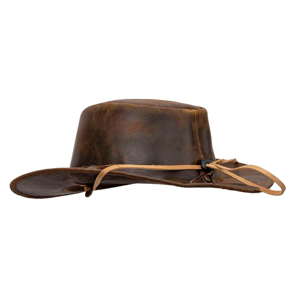 13011 Outback Trading Company Ridge Leather Hat - Brown