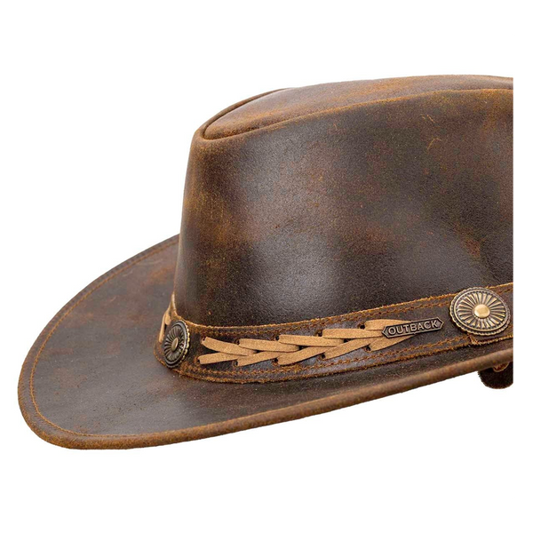 13011 Outback Trading Company Ridge Leather Hat - Brown