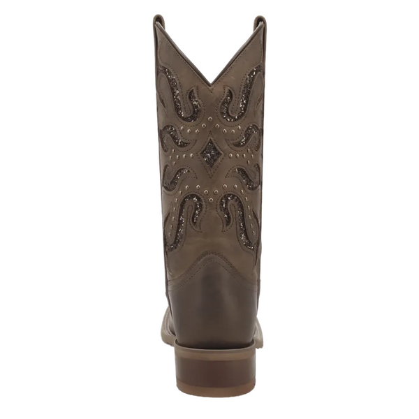 2034 Laredo Women's Lonestar Lace Glitter Square Toe Cowboy Boot - Brown