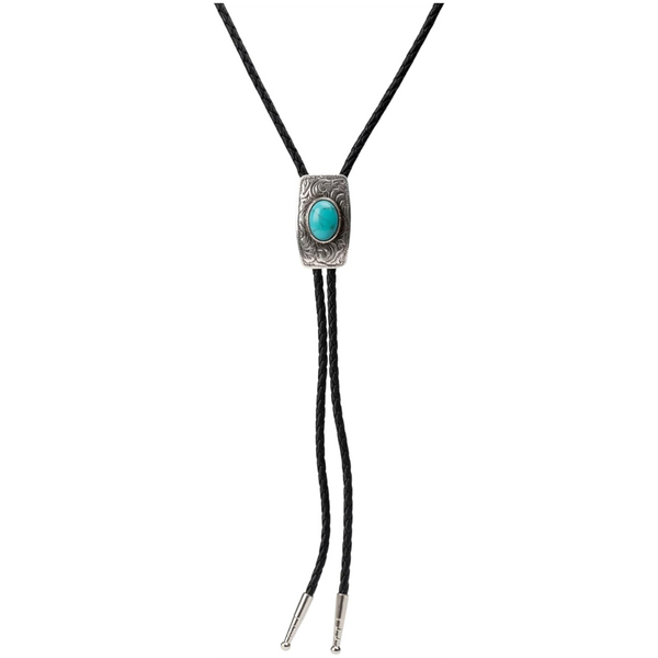 22416 Double S Bolo Tie - Scroll Turquoise