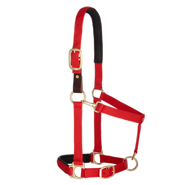35-6075-RD Weaver Leather Padded Breakaway Adjustable Chin and Throat Snap Halter - Solid Red