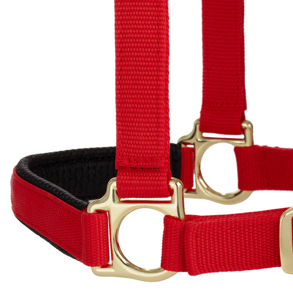 35-6075-RD Weaver Leather Padded Breakaway Adjustable Chin and Throat Snap Halter - Solid Red