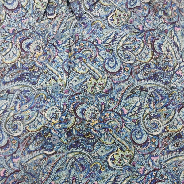 70075 RHC Ladies Long Sleeve Button Up Show Shirt - Blue & Turquoise Paisley