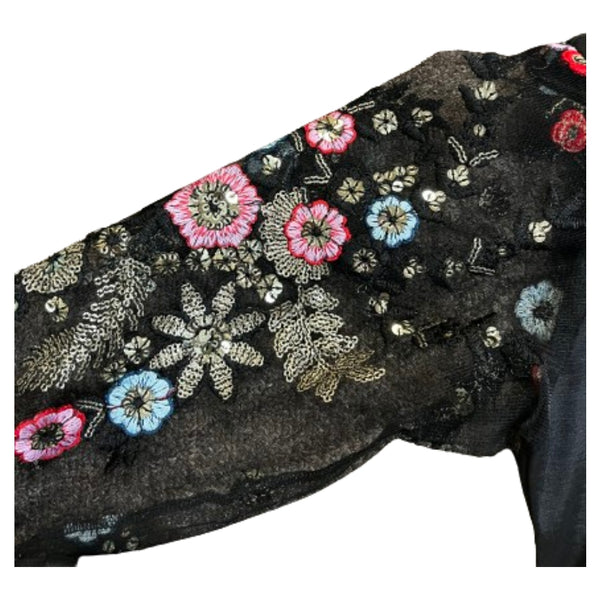 38414 Royal Highness Youth Stretch Taffeta Show Shirt w/ Sheer Sleeves - Black