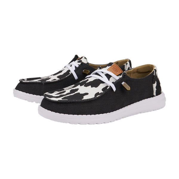 41037-0HO Hey Dude Women's Wendy Animal Shoe - Black & Cow Print