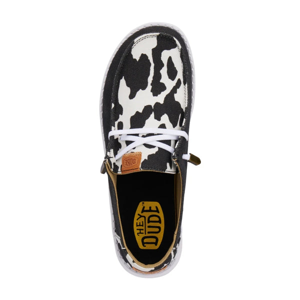 41037-0HO Hey Dude Women's Wendy Animal Shoe - Black & Cow Print