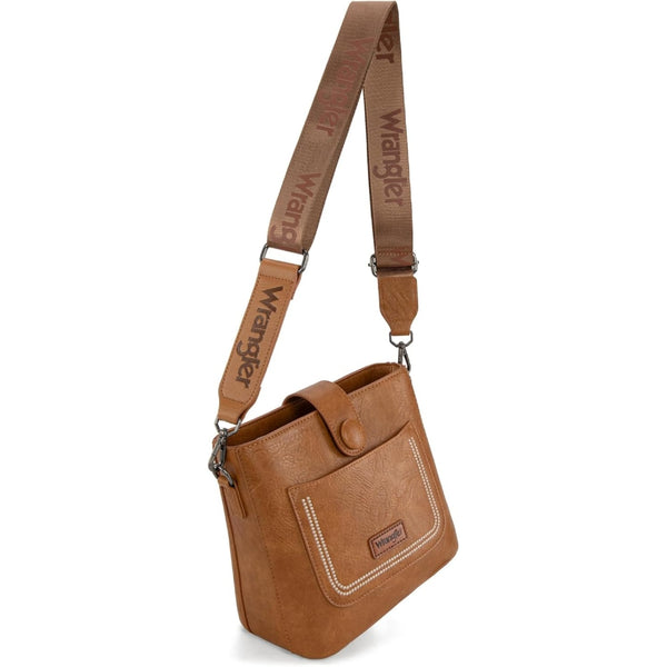 WRS-1023BR Wrangler Crossbody Shoulder Purse Bag - Brown