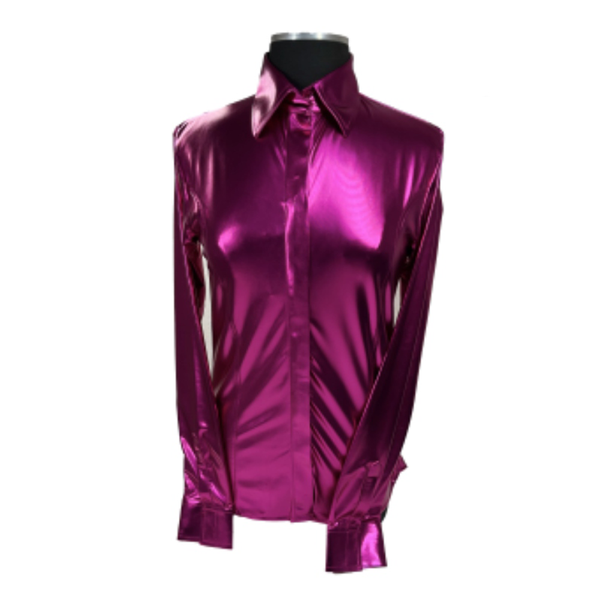 70348 Royal Highness Women's Foil Fabric Stretch Show Shirt - Pink