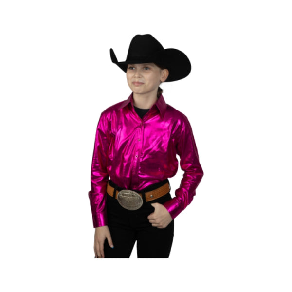 70348 Royal Highness Women's Foil Fabric Stretch Show Shirt - Pink