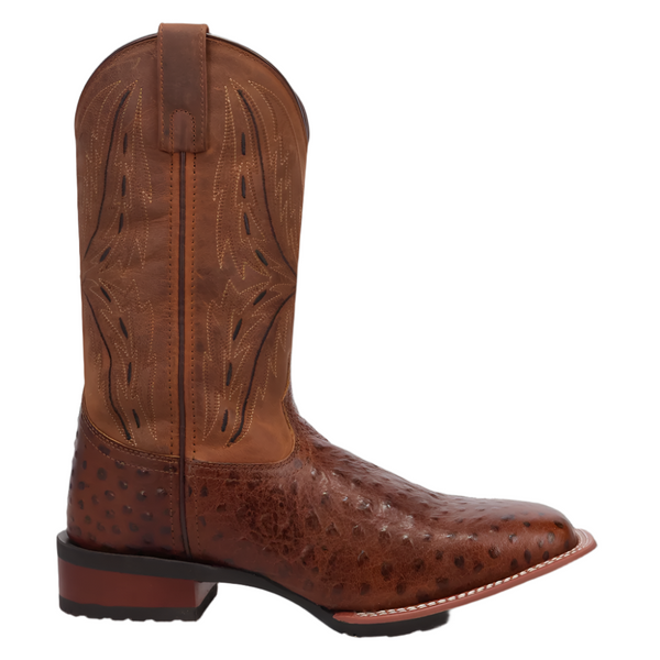 8007 Laredo Men's Cowboy Approved Stride Chocolate Full Quill Ostrich Print Boot