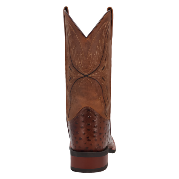 8007 Laredo Men's Cowboy Approved Stride Chocolate Full Quill Ostrich Print Boot