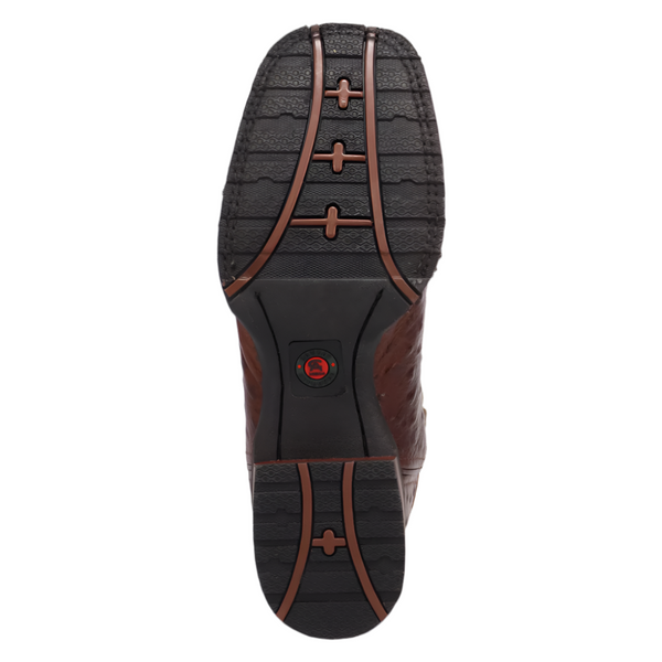 8007 Laredo Men's Cowboy Approved Stride Chocolate Full Quill Ostrich Print Boot