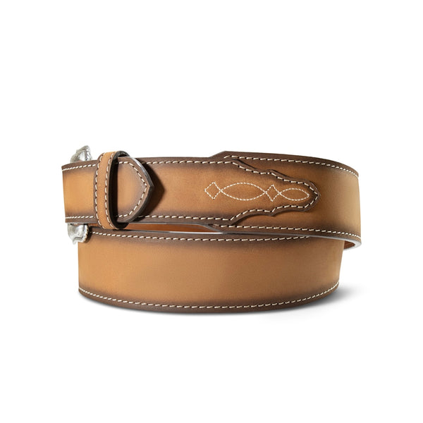 A1044302 Ariat Men's Scalloped Toe Bug Stitched Billet Belt - Brown