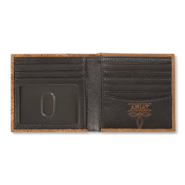 A3563144 Ariat Large Cross Stitch Patch Leather Bifold Wallet