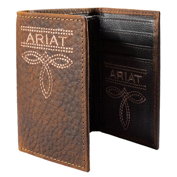 A3563402 Ariat Men's Trifold Bug Stitch Wallet - Brown
