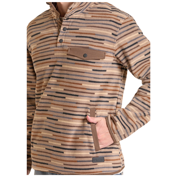 BM91C09222 Rock & Roll Men's Printed Fleece Pullover - Taupe