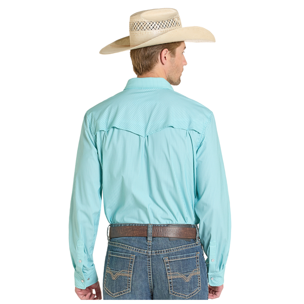 BMN2S08378 Rock & Roll Men's Long Sleeve Snap Shirt - Light Turquoise