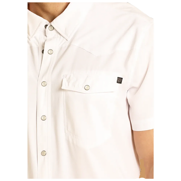 BMN3S06797 Rock & Roll Men's TEK Short Sleeve Western Snap Shirt - White