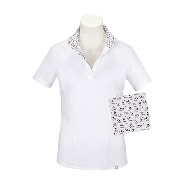 BRJ850F RJ Classics Childrens Brynn Short Sleeve Show Shirt - White with Dogs